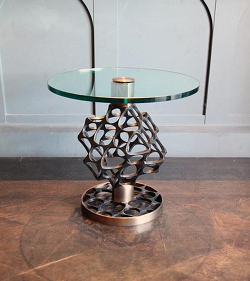 Beehive Wrought Iron and Brass Table